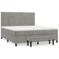 cadre de lit et matelas Gris clair 160x200cm Velours