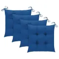 Chaises de jardin avec coussins bleu 4 pcs Bois de teck massif