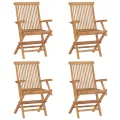 Chaises de jardin avec coussins bleu 4 pcs Bois de teck massif