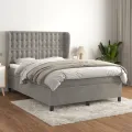 cadre de lit et matelas Gris clair 140x200cm Velours