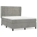 cadre de lit et matelas Gris clair 140x200cm Velours