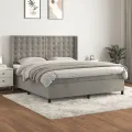 cadre de lit et matelas Gris clair 160x200cm Velours