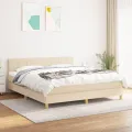 cadre de lit avec matelas Crème 160x200 cm Tissu
