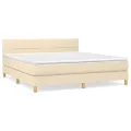 cadre de lit avec matelas Crème 160x200 cm Tissu