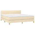 cadre de lit avec matelas Crème 160x200 cm Tissu