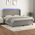 cadre de lit matelas et LED Gris clair 160x200 cm