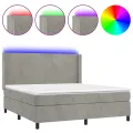 cadre de lit matelas et LED Gris clair 160x200 cm