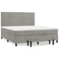 cadre de lit et matelas Gris clair 160x200cm Velours
