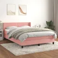 cadre de lit avec matelas Rose 140x200 cm Velours