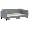 Lit de jour avec lit gigogne gris clair 90x200 cm tissu