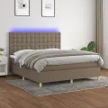 cadre de lit et matelas et LED Taupe 160x200cm Tissu