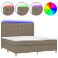 cadre de lit et matelas et LED Taupe 160x200cm Tissu