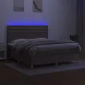 cadre de lit et matelas et LED Taupe 160x200cm Tissu