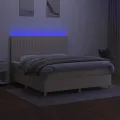 cadre de lit et matelas et LED Crème 160x200cm Tissu