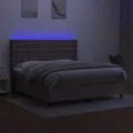 cadre de lit matelas et LED Taupe 160x200 cm Tissu