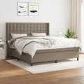 cadre de lit avec matelas Taupe 160x200 cm Tissu