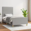 Cadre de lit avec tête de lit Gris clair 90x190 cm Tissu