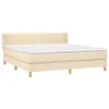 cadre de lit avec matelas Crème 160x200 cm Tissu