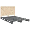 Cadre de lit avec tête de lit gris 140x200 cm bois pin massif