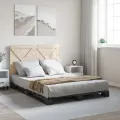 Cadre de lit avec tête de lit gris 140x200 cm bois pin massif