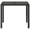 Table de jardin dessus en verre Noir 90x90x75 cm Résine tressée