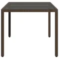 Table de jardin avec dessus en verre marron résine tressée