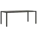 Table de jardin dessus en verre Noir 190x90x75cm Résine tressée