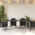Table de jardin dessus en verre Noir 190x90x75cm Résine tressée