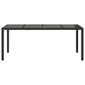 Table de jardin dessus en verre Noir 190x90x75cm Résine tressée