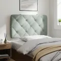 Coussin de tête de lit gris clair 90 cm velours