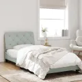 Cadre de lit avec lumières LED gris clair 90x200 cm velours