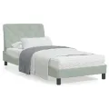 Lit avec matelas gris clair 90x200 cm velours