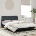 Cadre de lit avec lumières LED gris foncé 140x190 cm velours
