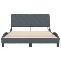 Cadre de lit avec lumières LED gris foncé 140x190 cm velours