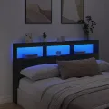 Armoire tête de lit avec LED noir 180x17x102 cm