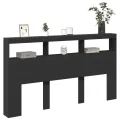 Armoire tête de lit avec LED noir 180x17x102 cm