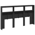 Armoire tête de lit avec LED noir 180x17x102 cm
