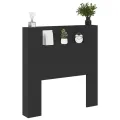 Armoire tête de lit avec LED noir 100x16,5x103,5 cm