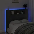 Armoire tête de lit avec LED noir 120x16,5x103,5 cm