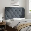 Coussin de tête de lit gris foncé 100 cm velours