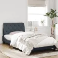 Cadre de lit avec tête de lit Gris foncé 100x200 cm Velours