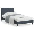 Lit avec matelas gris foncé 100x200 cm velours