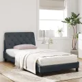 Lit avec matelas gris foncé 100x200 cm velours