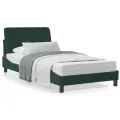 Lit avec matelas vert foncé 100x200 cm velours