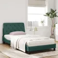 Lit avec matelas vert foncé 100x200 cm velours