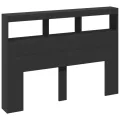 Armoire tête de lit avec LED noir 140x17x102 cm