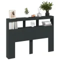 Armoire tête de lit avec LED noir 140x17x102 cm