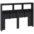 Armoire tête de lit avec LED noir 140x17x102 cm