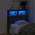 Armoire tête de lit avec LED noir 100x17x102 cm
