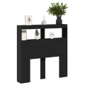 Armoire tête de lit avec LED noir 100x17x102 cm